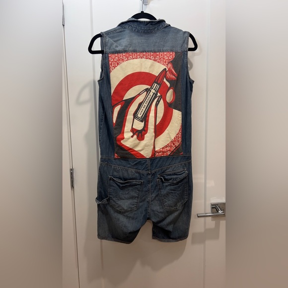 Pants - Denim Overalls with Graphic Print